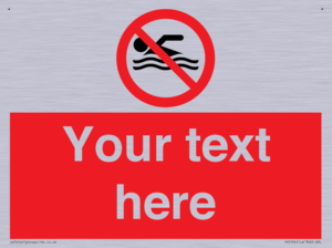 Custom No swimming prohibition Sign